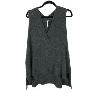 Free People Lambswool Swing Vest Gray V Neck Top S